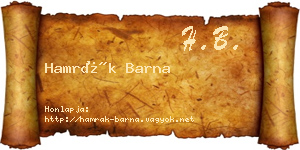 Hamrák Barna névjegykártya