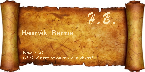 Hamrák Barna névjegykártya